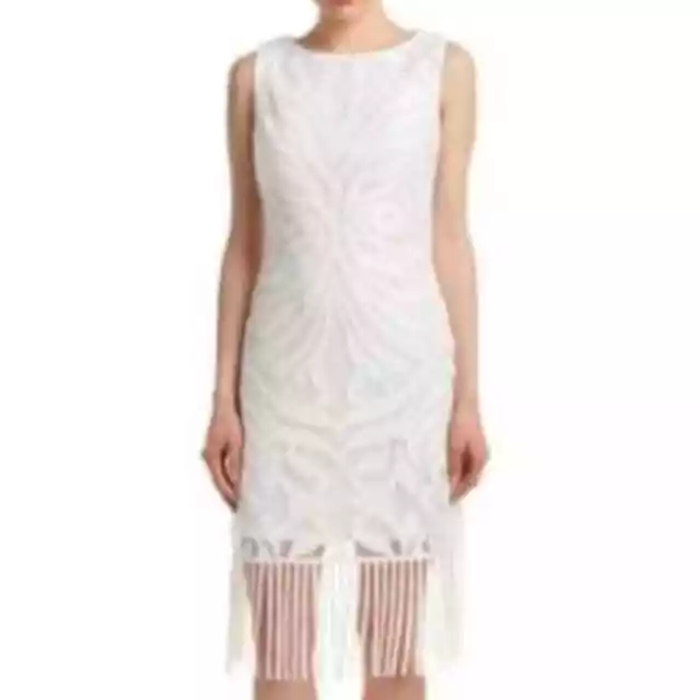 NWT JULIA JORDAN Lace Sheath Dress With Fringe Hem