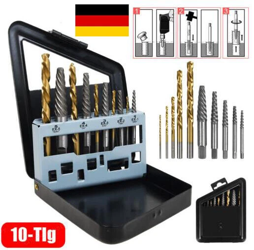 10Tig/Satz Bohrer Schraubenausdreher Schraubenentferner Linksausdreher Ausdreher
