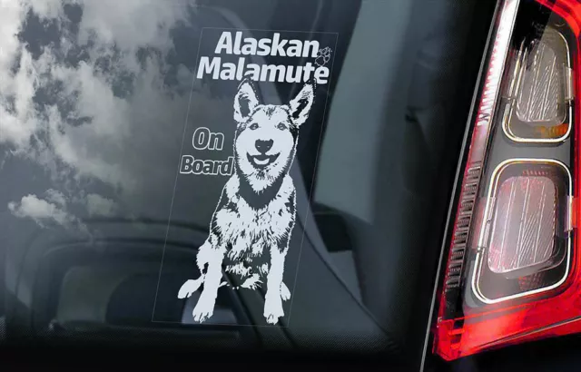 Adesivo auto Alaskan Malamute - Cane a bordo paraurti insegna decalcomania lupo V02