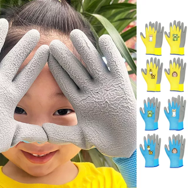 Four Double Leather Childrens Kids Toddlers Junior Rigger Work Gardening Gloves