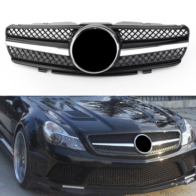 Per MERCEDES BENZ MB SL R230 2003-2006 Griglia Anteriore Nera Superiore