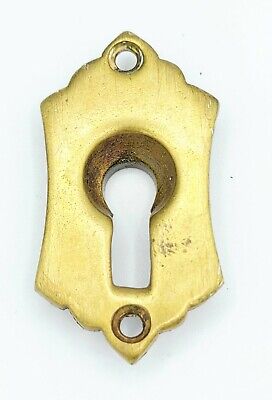 Antique Vintage Cast Brass Keyhole Cover Escutcheon Plate 2 1/4" x  1/4" x 3/8"