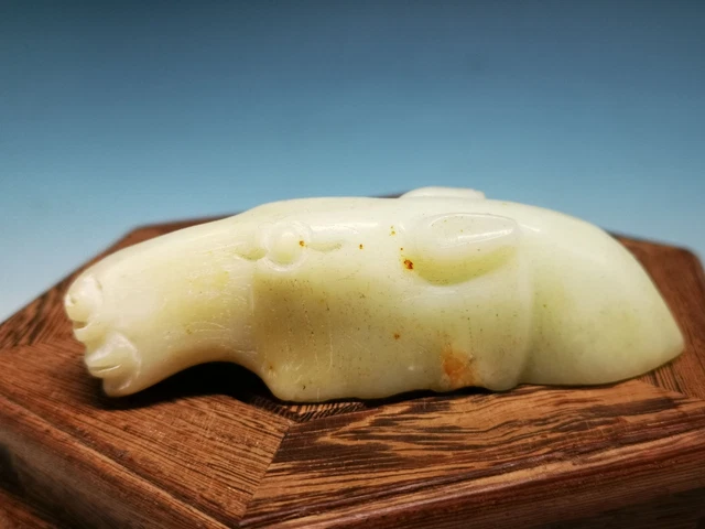 Rare Ancient Chinese Xiu Jade Hand Carved Horse Head Pendant Statue R21