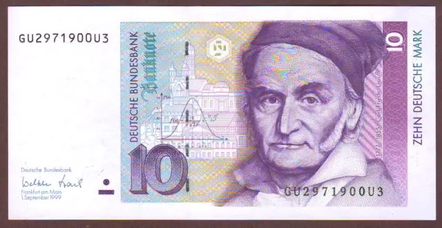 Germany - Federal Republic  10 Deutsche Mark  1999    Gem UNC