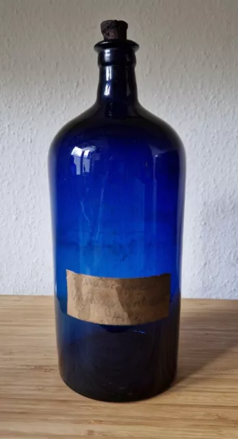 Alte Flasche Antike blaue  Glasflasche ca. 2.5 Liter 30 cm hoch / 12 cm Ø Groß