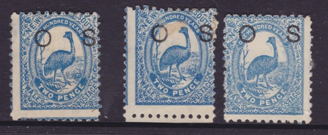NSW 1890 2d Blue EMU OPT OS X3 STAMPS MINT/MH SG O40 (NE35)