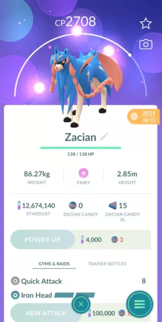 Pokemon Go Zamazenta High CP for pokedex entry and Master and Ultra League  PvP