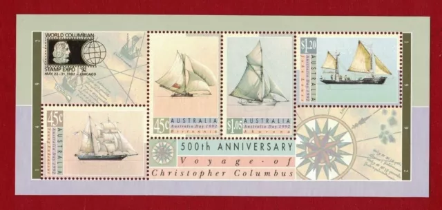 1992 Australia Voyage of Columbus Stamps Chicago overprint SG MS1337 MUH