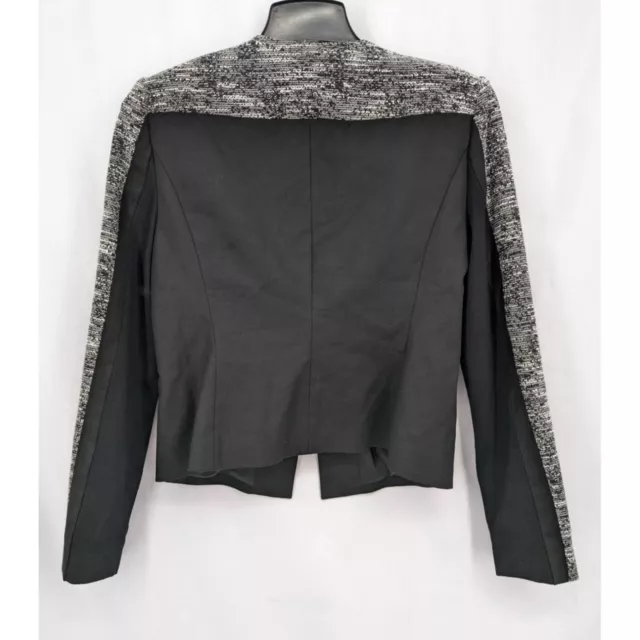 BCBGMaxazria Women Dallin Tweed Black & Gray Two Tone Blazer Jacket Size L 2