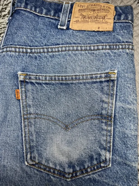 Levis 517 Orange Tab Mens Blue Denim Jeans 36x30 USA Straight Bootcut VTG 20517