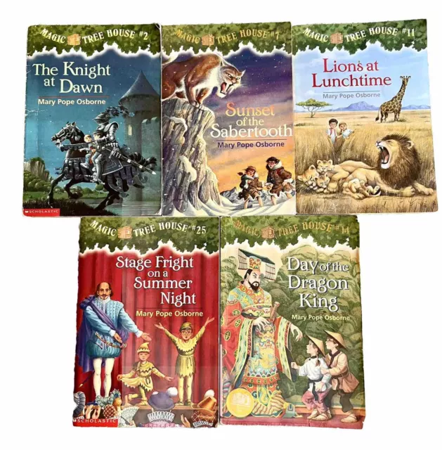 5 Magic Tree House lot #2,7, 11, 14 & 25 Chapter Books Kids  (xtra #11) 6 Books