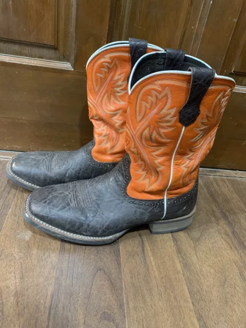 ARIAT QUICKDRAW MEN Size 10D Brown Leather Square Toe Pull On