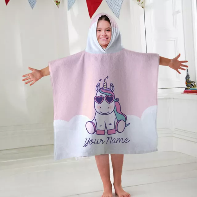 Asciugamano con cappuccio personalizzato bambini poncho unicorno bambini accappatoio nuoto bagno sole