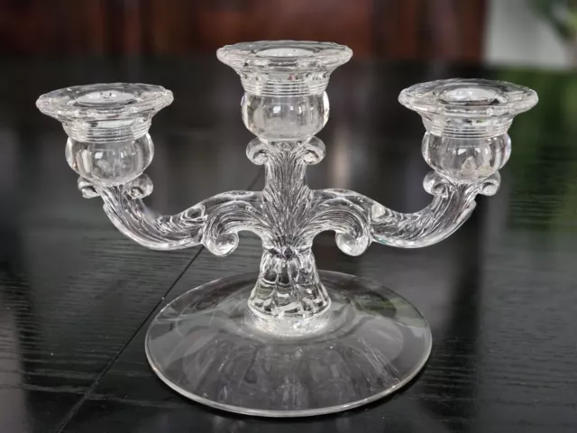 Single Vintage Cambridge Triple Light Crystal 1307 Candlesticks Candle Holders