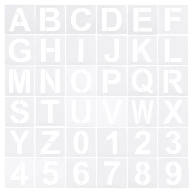 Paquete de 5" 36 Letras Números Plantillas 6" Ancho para Pintura Blanco