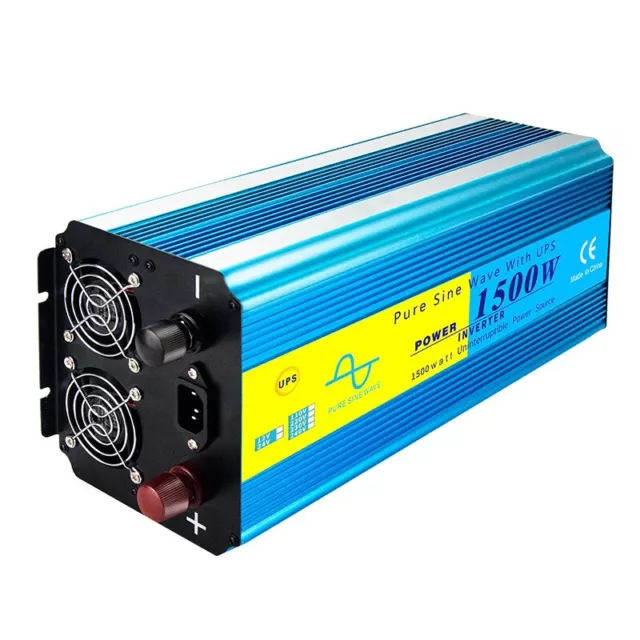 Pure Sine Wave DC to AC 1500W Peak 3000W Power Inverter with Charger UPS LCD 3