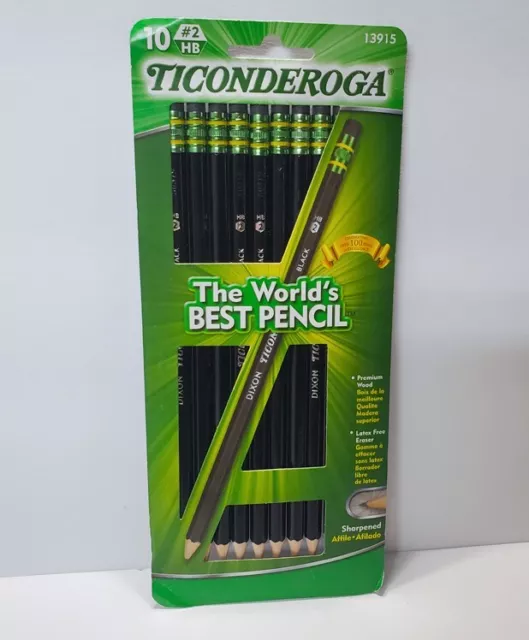 DIXON TICONDEROGA Premium Woodcased Pencils #2 HB Pre-Sharpened Black 10 Count