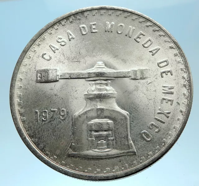 1979 MEXICO Huge Medallic 4.1cm SILVER Onza Mexican COIN PRESS Scales i77567