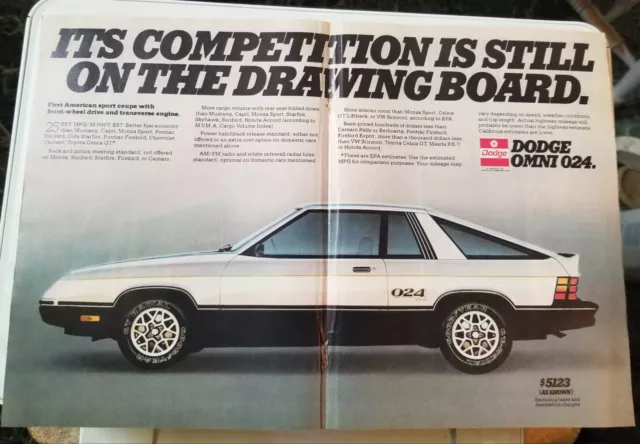 1979 Dodge Omni 024 Vintage Ad "Its Competition is Still on the Drawing Board"