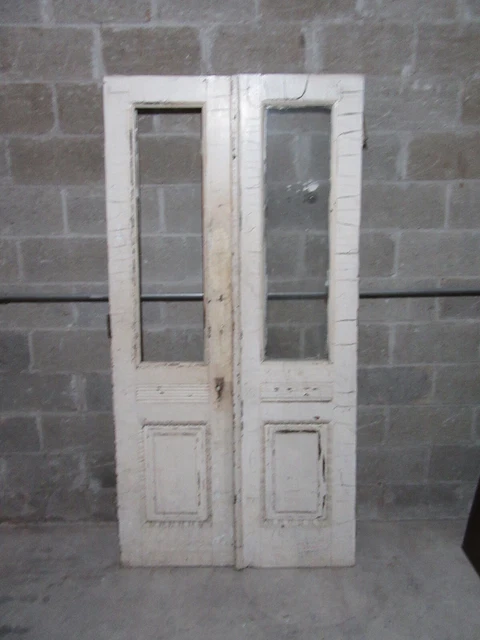 ~ ANTIQUE DOUBLE ENTRANCE FRENCH DOORS ~ 41 x 81 ~ ARCHITECTURAL SALVAGE