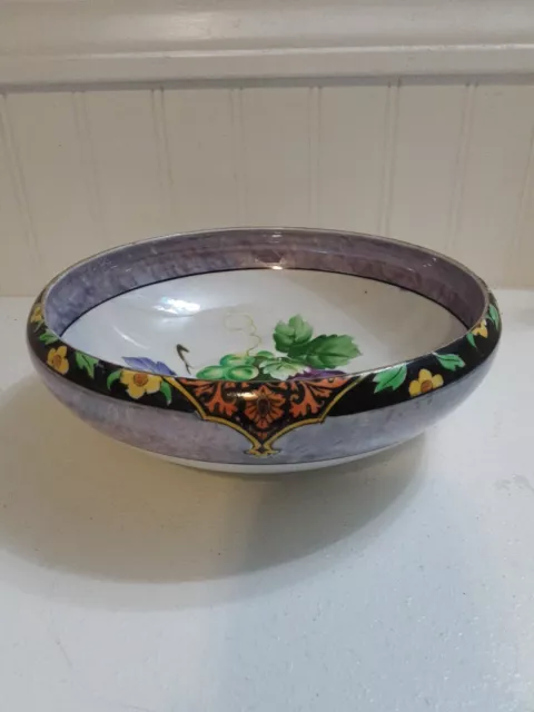 Vintage Porcelain ￼bowl Hand Painted Japan White With Floral Fruit