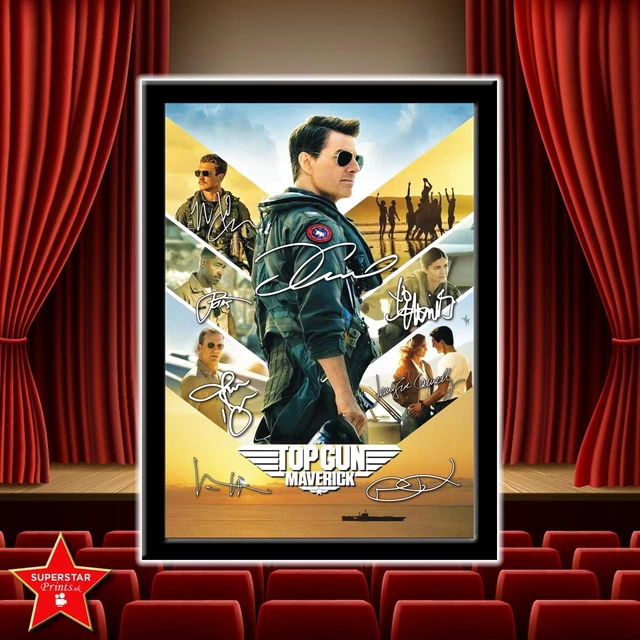 TOP GUN MAVERICK Cast Signed Tom Cruise Movie Poster Wall Art Framed