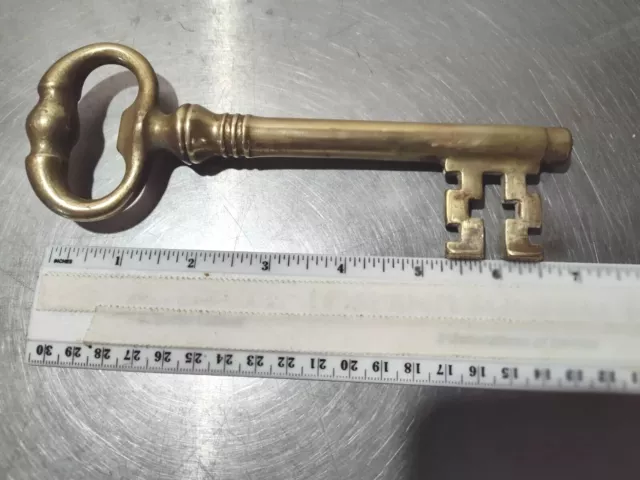 Vintage Brass Skeleton Key Bottle Opener Cork Screw Made in Italy