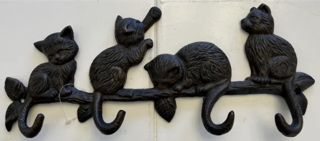 NEW! Cats Tail Key Rack Wall Hook Cast Iron Towel Coat Hanger Wall Antique Style