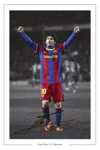 LIONEL MESSI Signed Autograph PHOTO Fan Gift Signature Print BARCELONA Soccer