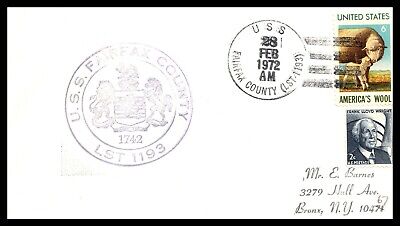 Naval Cover USS Fairfax County LST-1193 1972