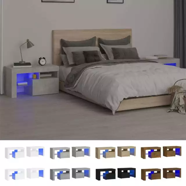 2x Mesitas de Noche con Luces LED Armario Mueble Decoración Multicolor vidaXL