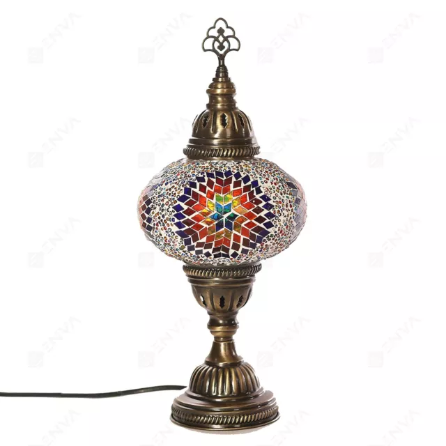 Turkish Moroccan Style Mosaic Table Bedside Desk Tiffany Lamp Light Large Globe