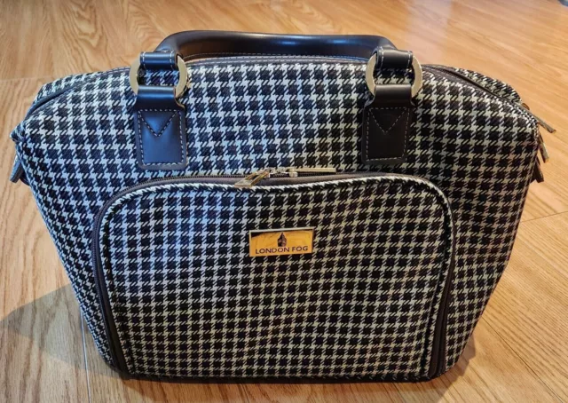 London Fog Oxford Cabin Bag Brown and Cream Houndstooth Carry On Bag Gently Used