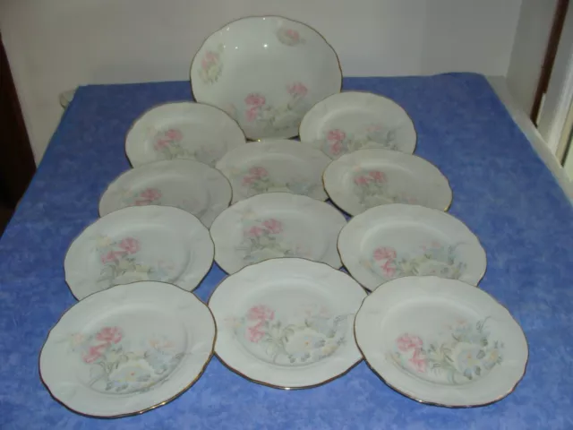 Joli Ancien Service A Dessert  Porcelaine De Limoges France Plat + 11 Assiettes