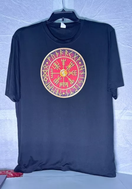 VIKING RUNE RED Vegsisit on black tee shirt Large $14.99 - PicClick