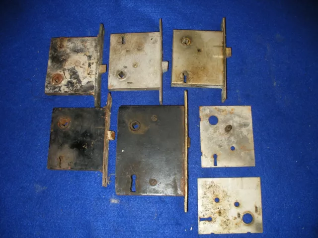 Lot Of 5 Antique Mortise Locks Door Hardware Victorian Pocket Locks + Parts