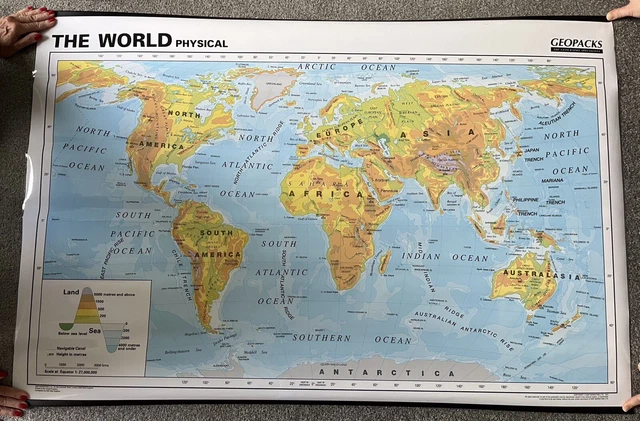 Large laminated world map