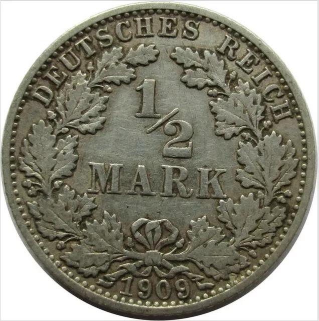 Kaiserreich  ½  Mark 1909 G  Silber (besserer Jahrgang)