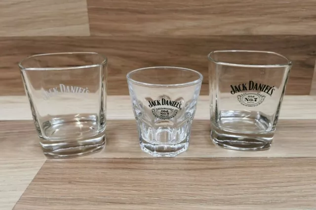 3 x Different Jack Daniel's Whiskey Drinking Glasses