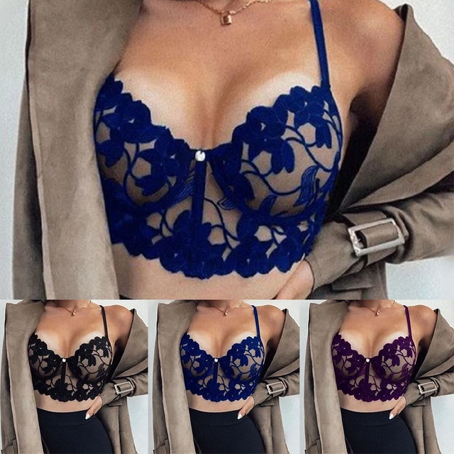 Blingko Lot Brassiu00e8Re Femme Grande Taille 3 Pcs Soutien-Gorge Sans Armature Dos Nu Sexy Dentelle Respirant Confortable Push-Up Gilet Doux Bra Bralette