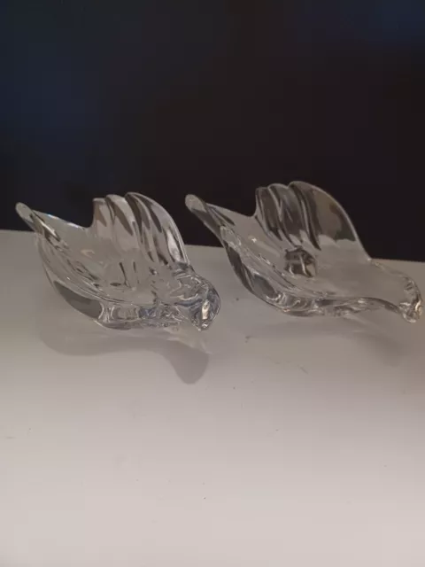 Vintage set of 2 Gorham Crystal Glass Dove Taper Candle Holders - No Chips