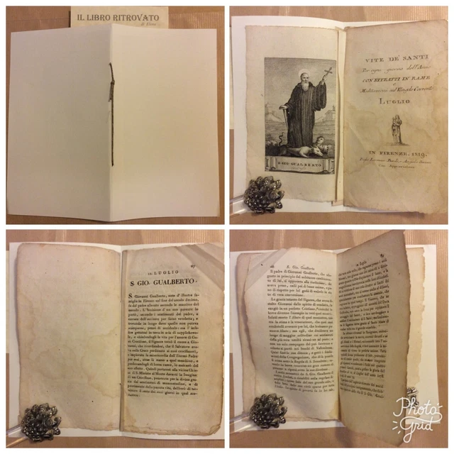 Stampa Incisione in rame 12 Luglio San Giovanni Gualberto Vite dei Santi 1819