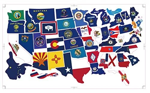 RV State Sticker Travel Map - 20" x 12" - USA States Visited Decal