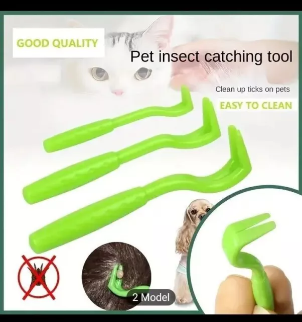 3 HOOK- Pet Tick Remover Removal Tool Set Cat Dog Rabbit Human UK Tick Treatment