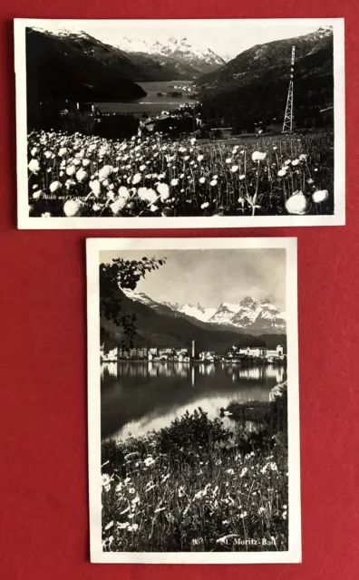 2 x Foto AK ST. MORITZ Schweiz 1927 Ortsansichten ( 72276