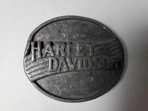 Harley Davidson Inc Vtg Mens Belt Buckle 1995 Pewter Oval Biker 2.5 X 2" Read