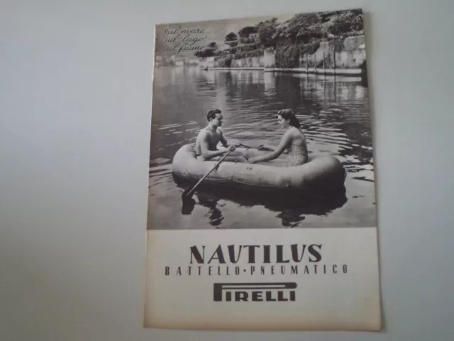 advertising Pubblicità 1948 GOMMONE BATTELLO PNEUMATICO NAUTILUS PIRELLI