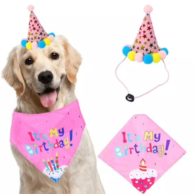 Dog Pet Happy Birthday Banner Hat Balloon Bandana Neckerchief Ties Party Decor 3