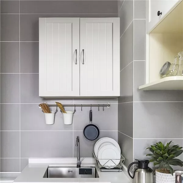 Armoire Murale Salle de Bains Toilette Placard Commode Suspendu Cuisine Blanc