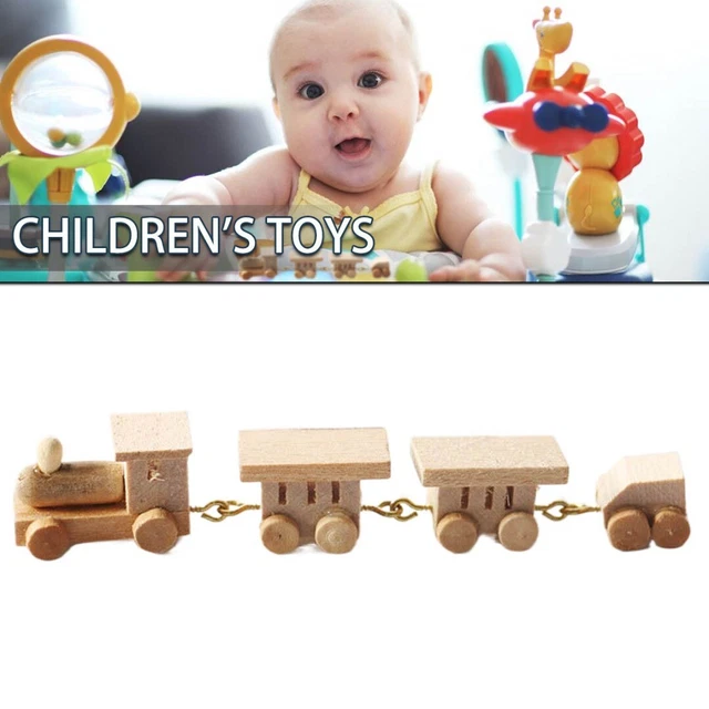 Dollhouse Mini Wooden Train Cartoon Model Children's Toy Decoration Q 3